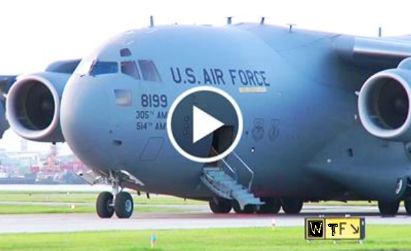 C-17 Accidentally Lands On Tiny Short Airstrip-Now Has To Take Off