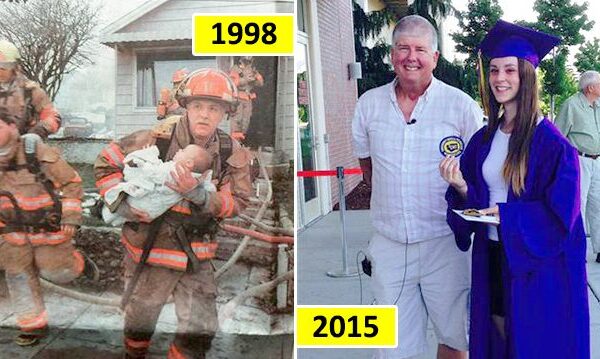 Brave firefighter rescues baby from burning house, 17 years later, he attends her graduation