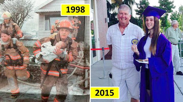 Brave firefighter rescues baby from burning house, 17 years later, he ...