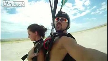 Lewd: This censored still shows porn star and part-time skydiving instructor Alex Torres and skydiving school secretary Hope Howell having sex as they parachute over Kern County, California